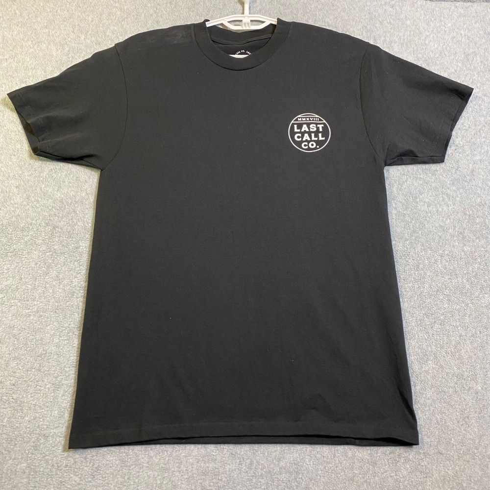 Last Call Co Graphic Tee Men's Medium Black Drinking Alone Dog Humor Shirt EUC